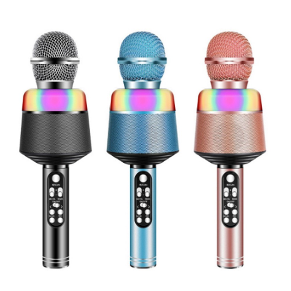 Micro Karaoke Bluetooth Không Dây Q008 Âm Thanh 3D Có Đèn LED - Hỗ trợ ghi âm