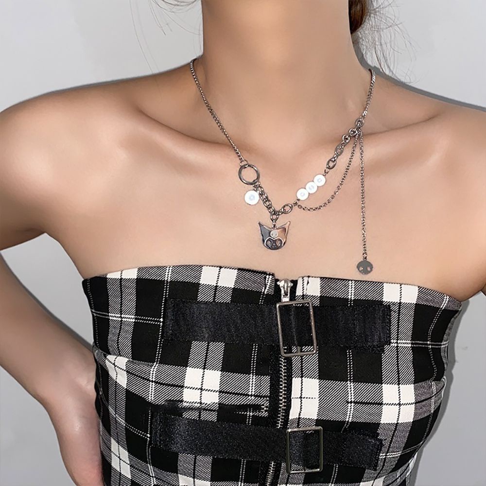 Vòng Cổ Choker Mặt Hình Đầu Lâu Đính Hạt Ngọc Trai Phong Cách Hàn Quốc Thời Trang Cho Nữ
