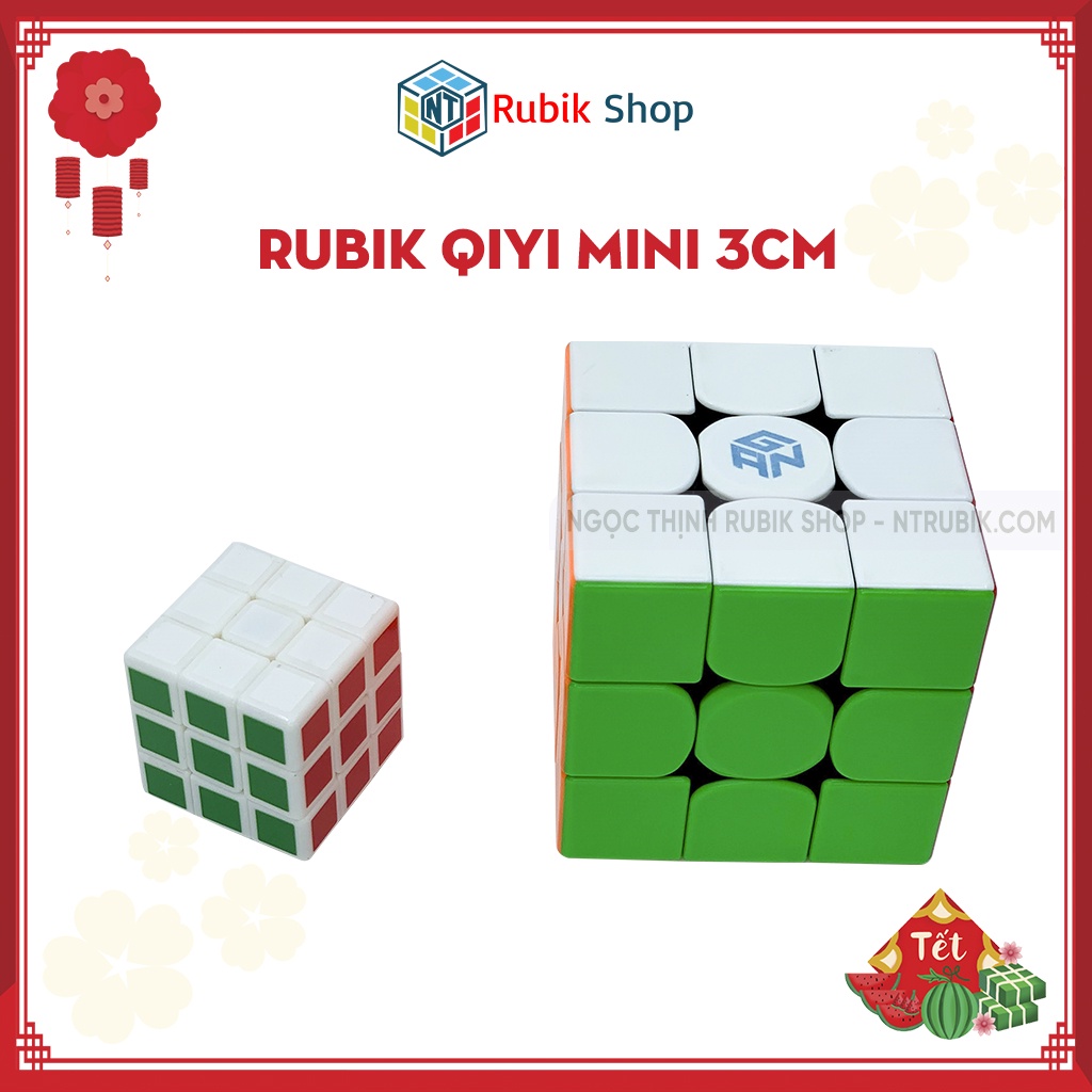 [Rubik 3x3x3] Rubik 3x3x3 QiYi mini 3cm Stickerless không viền