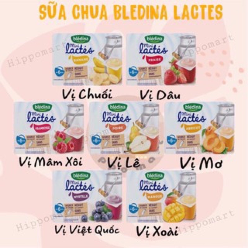 Sữa chua Mini Lactes Bledina pháp hũ 55g x6 date 1-2 2023