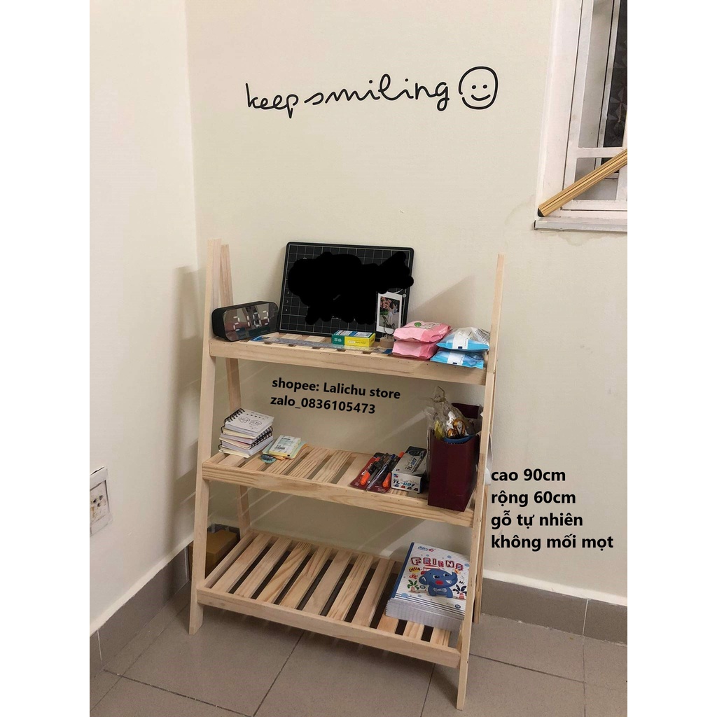 Kệ chữ A 3 ngăn gỗ tự nhiên decor trang trí nhà cửa