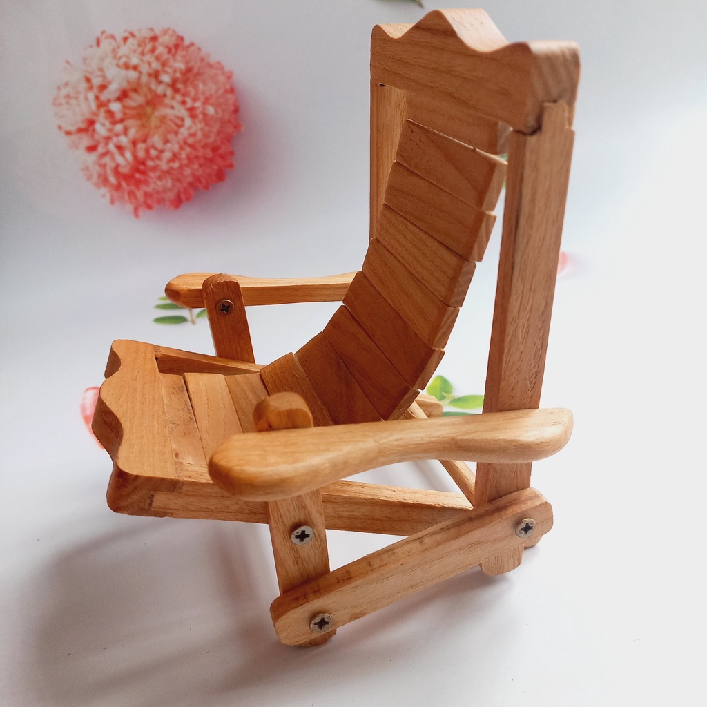 Kệ, Giá Đỡ Kê Điện Thoại Thông Minh Gỗ Tần Bì Hình Cái Ghế Cổ Điển Xinh Xắn Decor Trang Trí Của Vitrapro