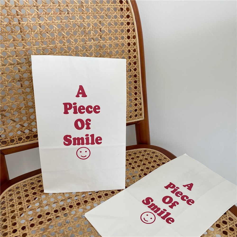 Ohaya Túi Giấy Kraft Thân Thiện Với Môi Trường Đựng Quà Trang Trí Hình Mặt Cười &lt; a piece of smile} Hàn Quốc ins