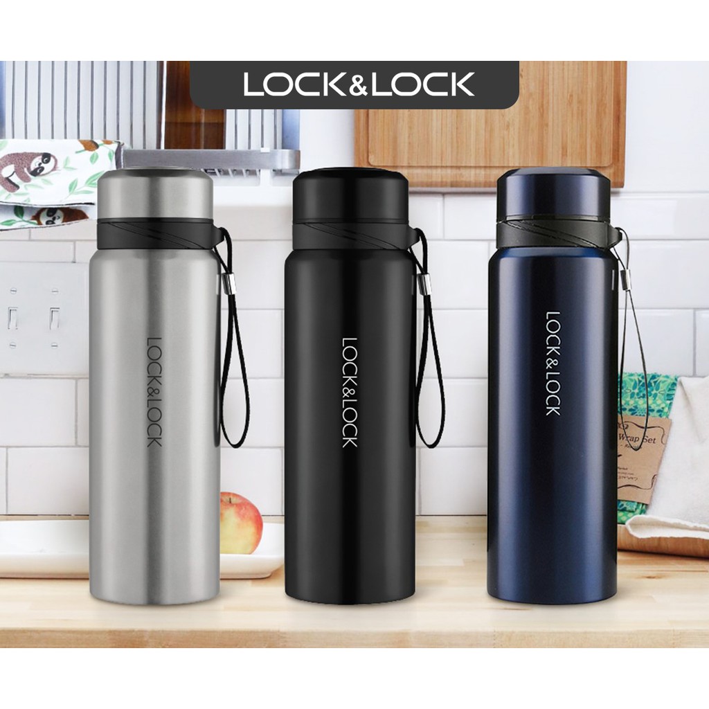 Bình Giữ Nhiệt Thép Không Gỉ Vacuum Bottle Lock&Lock LHC6180FU (800ml) - Xanh Đậm/ Xám/ Đen - Chính Hãng