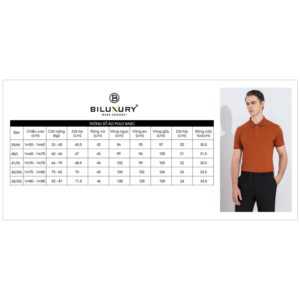 Áo polo thun nam Biman by Biluxury form chuẩn bodyfit kiểu dáng basic thanh lịch 5APCB006TRK