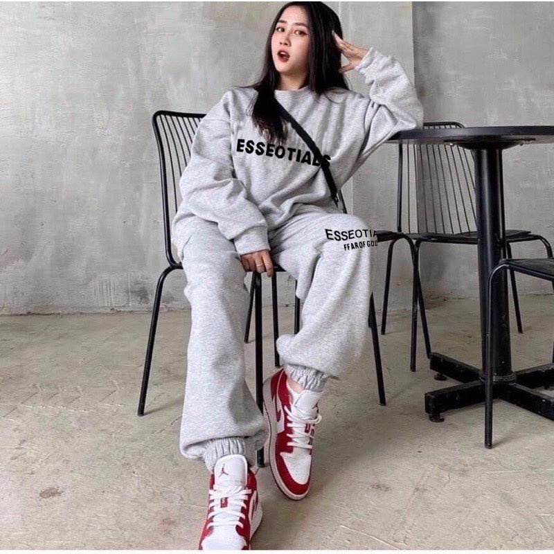 Bộ thể thao nam nữ mùa hè mặc đi chơi bộ vải nỉ kèm quần thoáng mát