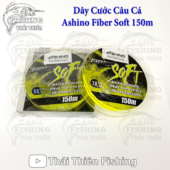 Dây Cước Câu Cá Siêu Bền Ashino Fiber Soft Cuộn Dài 150m Màu Vàng 100% Nylon