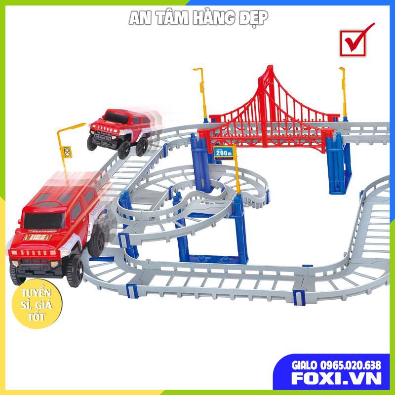 Mô hình lắp ráp đường ray xe lửa Foxi-Xếp hình tàu hỏa-tàu lượn siêu tốc-đa dạng và sáng tạo-Đồ chơi ô tô an toàn cho bé