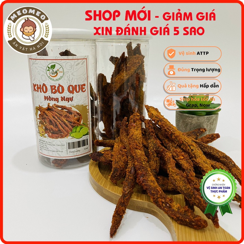Khô bò que, thịt bò khô 300g loại ngon, bò khô que chuẩn vị MEOMEO đồ ăn vặt Hà Nội, tốt cho sức khỏe, ít béo