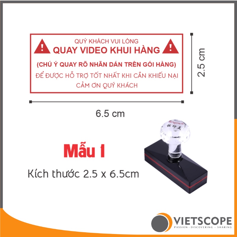 Con Dấu Quay Video Khi Khui Hàng Mực Không Trôi Đóng Lên Giấy In Nhiệt Làm Theo Yêu Cầu
