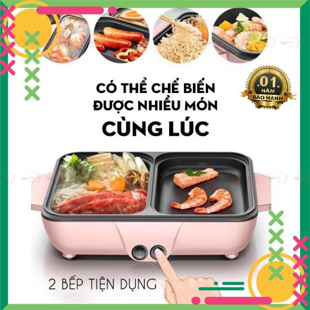 Nồi Lẩu Nướng 🥘 2in1 Mini Hàn Quốc🥘 Bếp Lẩu Nướng Đa Năng Cao Cấp Đế Nồi Chống Dính💯 Bảo Hành 3 Tháng