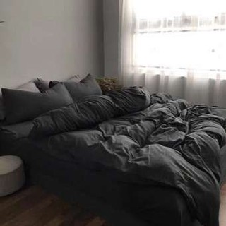 Bộ Chăn Ga Đũi Trơn Một Màu Emmidecor