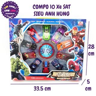 Đồ chơi 10 xe hơi siêu anh hùng bằng SẮT xếp hình tròn 0418-30