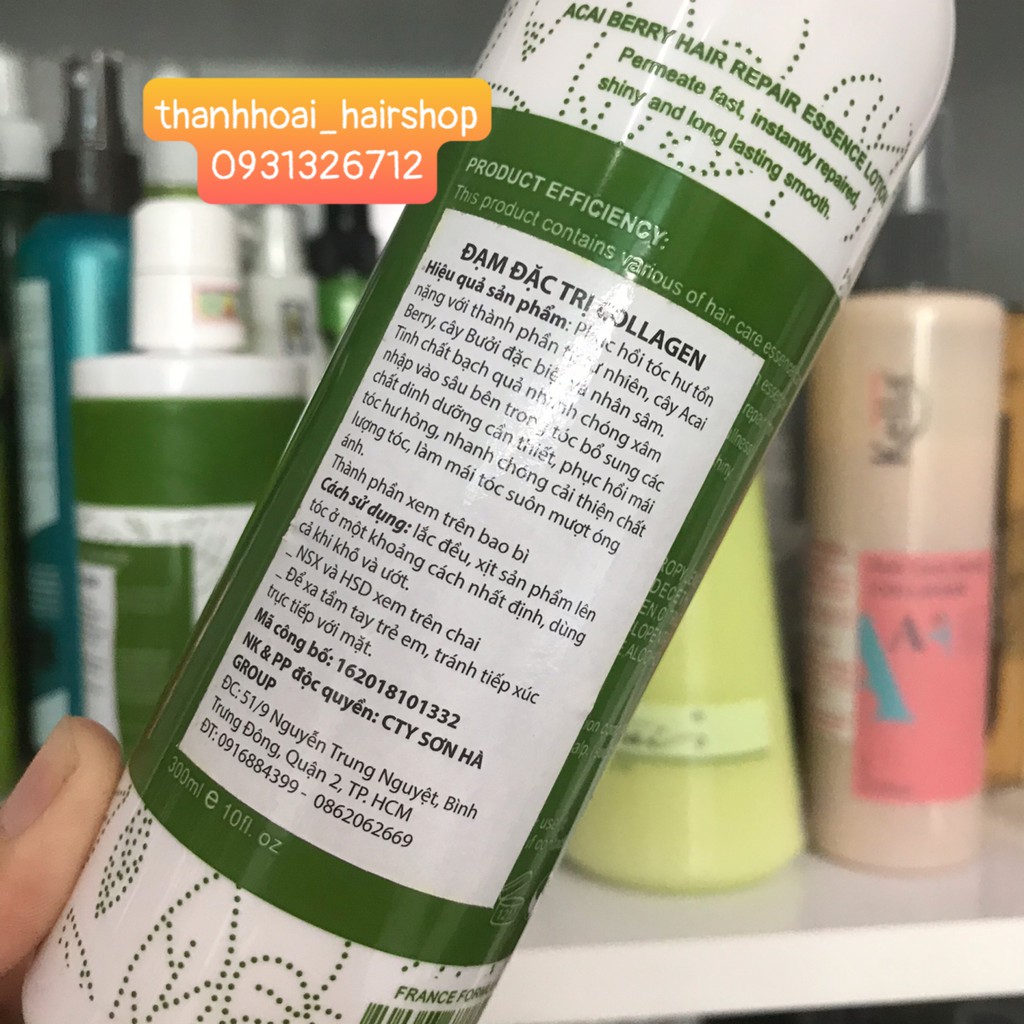 Xịt dưỡng đạm chăm sóc dưỡng tóc Collagen Acai Berry 300ml