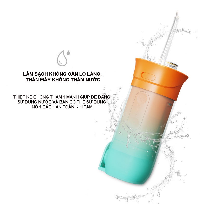 Máy tăm nước cầm tay Portable Water Flosser công nghệ Đức 3 chế độ làm sạch chuyên sâu - Tutin kids