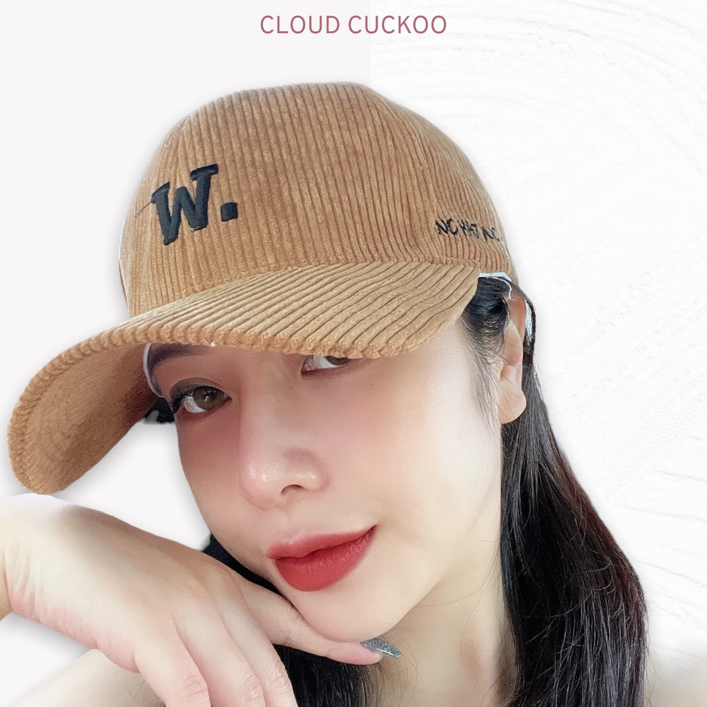 Mũ Lưỡi Trai Nhung Gân Tăm Thêu Chữ Siêu Xinh Ảnh Thật 100% Ạ - Mã Số: LT1606