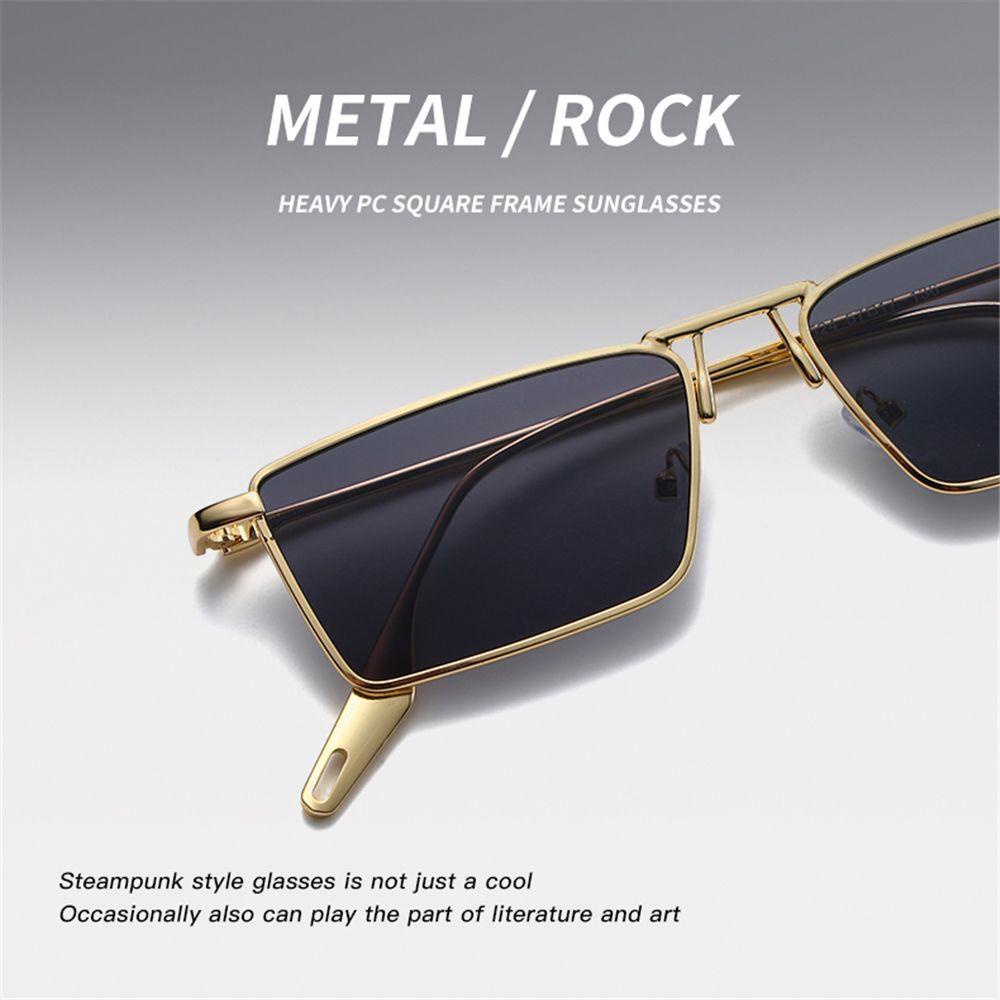 Kính Mát Hình Chữ Nhật Bằng Kim Loại Chống Tia UV Phong Cách Retro