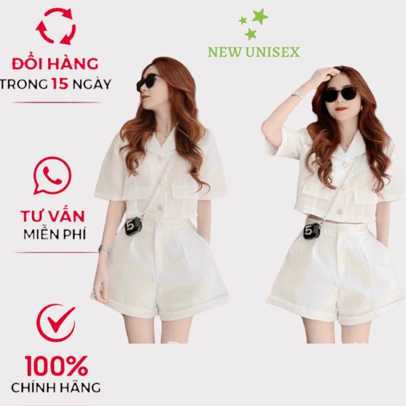 Sét Bộ Cổ Vest Tay Lỡ Kết Hợp Quần Kiểu Rộng Chất Xốp Thái Nhẹ Mát Mặc Đẹp [NEW UNISEX]