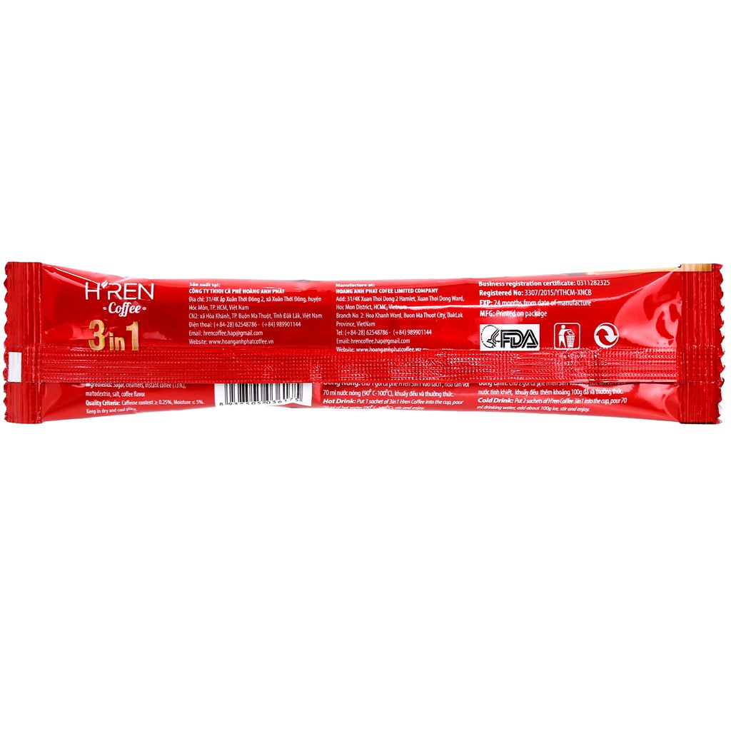 [ Sale giá sốc lấy 5 sao] Cà phê sữa hòa tan HREN 3 in 1 170g - Cà phê Hoàng Anh Phát | BigBuy360 - bigbuy360.vn