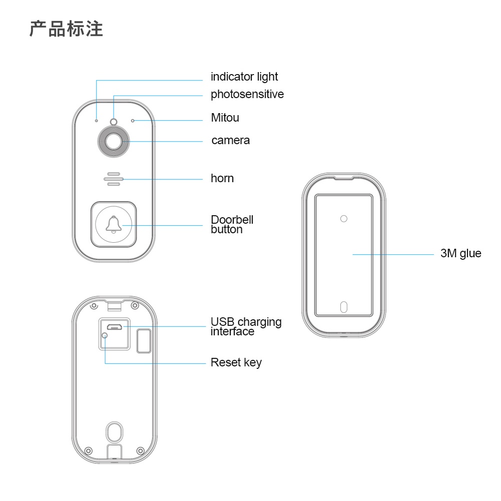 Chuông Cửa Mini Không Dây Thông Minh 03 Có Camera Theo Dõi Ban Đêm