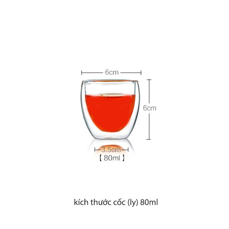 Cốc  thủy tinh 2 lớp giữ nhiệt uống trà và cafe 80ml-240ml -350ml-450ml-650ml