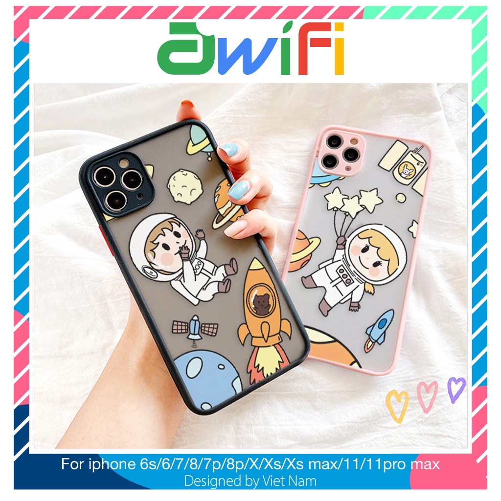 Ốp lưng iphone nhám phi hành gia 5/5s/6/6plus/6s/6splus/7/7plus/8/8plus/x/xr/xs/11/12/pro/max/plus/promax - Awifi X2-4