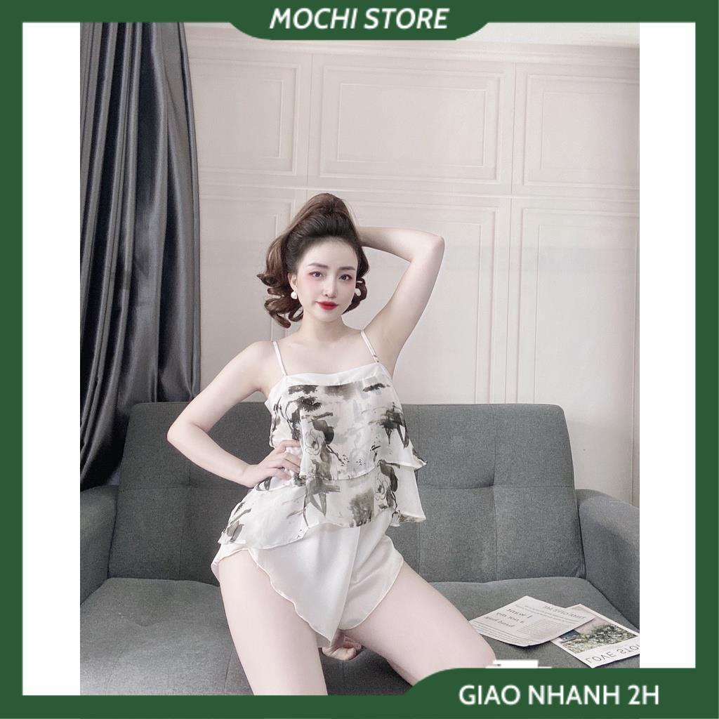 Đồ Ngủ Sexy Nữ , Bộ Áo 2 Dây Cột Nơ Sau Voan Hoa Quần Cọc Lụa Màu Trơn Thời Trang Sexy, Gợi Cảm Cho Bạn Nữ. | BigBuy360 - bigbuy360.vn