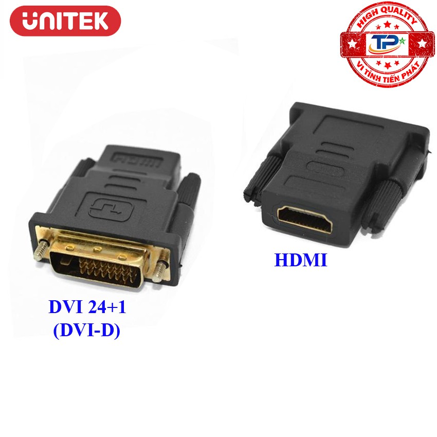 [Mã ELHACE giảm 4% đơn 300K] Đầu chuyển cổng DVI chuẩn 24 + 1 chân sang HDMI hiệu Unitek Y-A007A ( DVI-D to HDMI )