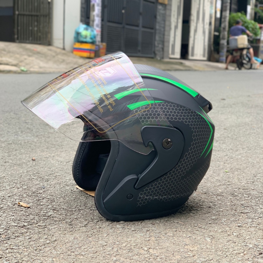 Mũ Bảo Hiểm Thể Thao 3/4 có kính SRT V2 Tem Tổ Ong