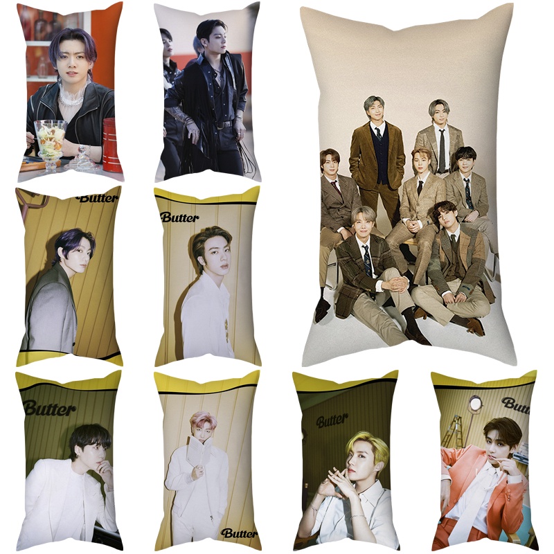 Vỏ Gối Chữ Nhật In Hình Nhóm BTS Kích Thước 50X30Cm