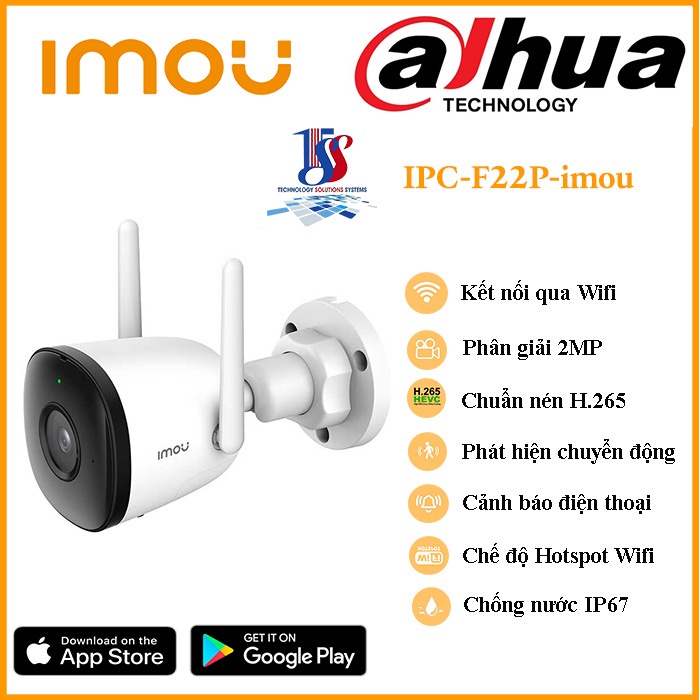 Camera wifi,camera imou ngoài trời IPC-F22P độ phân giải Full HD, hồng ngoại, chống nước – Hàng chính hãng bảo hành 24T