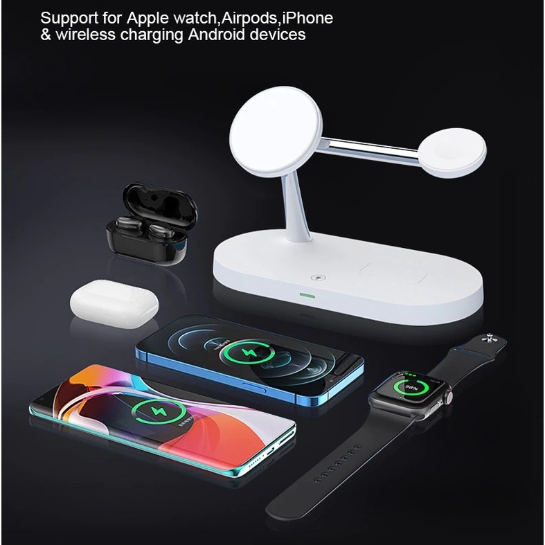 Đế Sạc Không Dây 3 Trong 1 Cho iPhone 13 11 12 X 8 Pro Apple Watch Macsafe Airpods Pro iWatch 7 6 5 3 SE