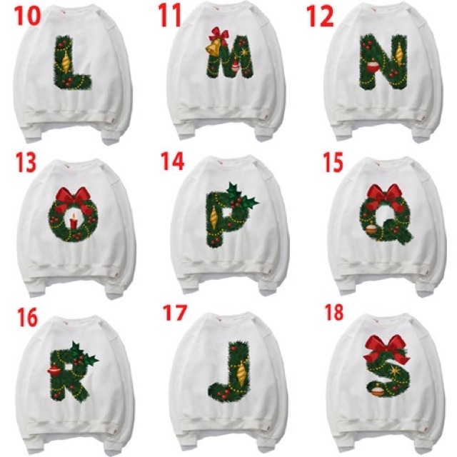 Áo sweater nam nữ noel chữ cái có bigsize đến 100kg vải nỉ bông dày dặn
