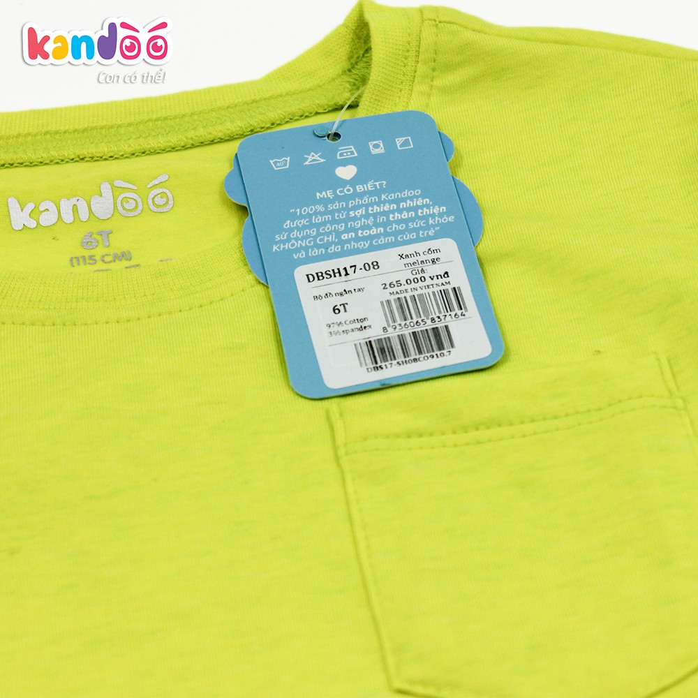 Bộ đồ ngắn tay bé trai KANDOO màu xanh. chất liệu cotton cao cấp mềm mịn, thoáng mát, an toàn cho bé - DBSH1708