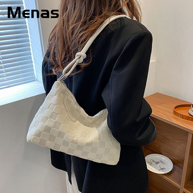 Menas Túi Vải canvas Đeo Vai Sức Chứa Lớn Thêu Họa Tiết Thời Trang Dễ Phối Đồ