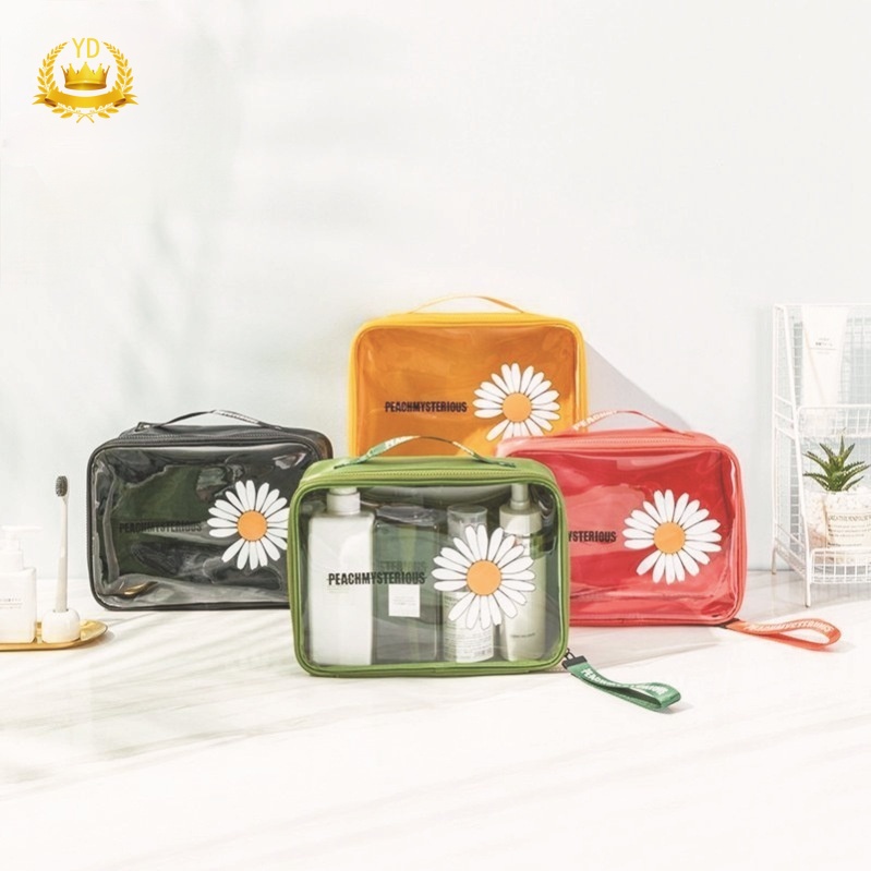 Trong Suốt Túi Đựng Đồ Trang Điểm Bằng Nhựa Pvc Hb Chống Thấm Nước Họa Tiết Hoa Cúc