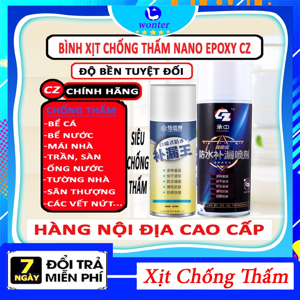 Bình Xịt Chống Thấm CZ - Sơn Bọt Epoxy Chống Thấm Nội Địa Nhật Bản 450ml - Chống thấm sàn, tường, mái...