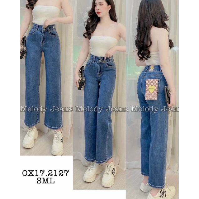 Quần Jeans Nữ Lưng Cao Ống Rộng (live)