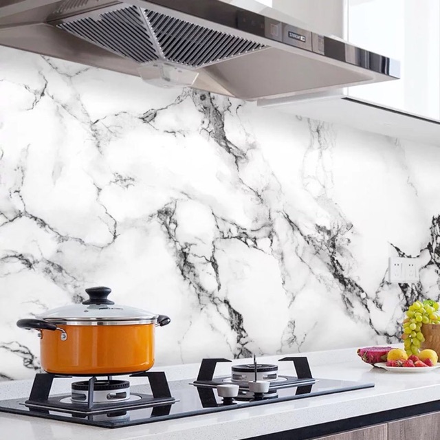 Giấy dán tường 5Mx60CM vân đá MARBLE TRÁNG NHÔM-CHỐNG CHÁY chống dầu mỡ dễ dàng vệ sinh lau chùi