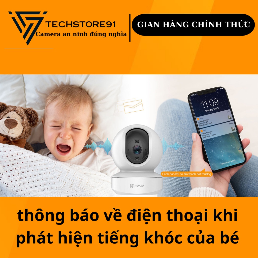 Camera wifi ezviz TY1, độ phân giải Full HD1080P, - cảnh báo về điện thoại - Bảo hành chính hãng 2 năm tại TECHSTORE 91