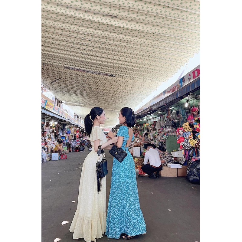 [Siêu Hot] Váy Maxi Hoa Cổ V Hở Lưng, Đầm Nữ Dáng Dài 2 Màu Siêu Xinh Có Ảnh Thật Kèm Video | BigBuy360 - bigbuy360.vn