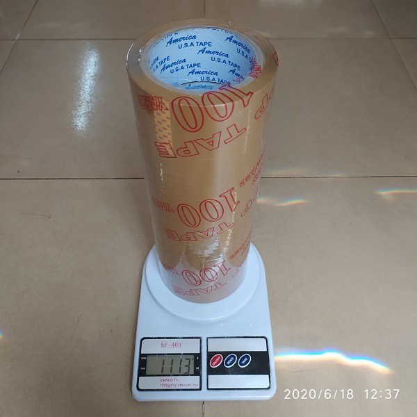 Băng keo dán thùng 100ya, 1,1kg, lốc 6 cuộn