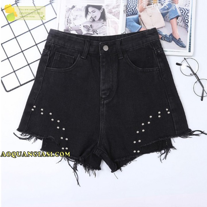 Quần short nữ kaki hạt vòng cung MT623