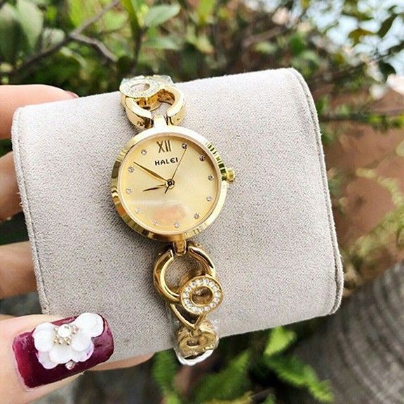 Đồng hồ nữ Halei LT 7049 dạng lắc tay xinh xắn cao cấp, dây hợp kim không rỉ