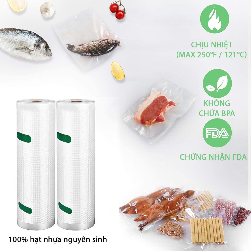 Cuộn Túi Hút Chân Không,Cuộn Túi Hút Chân Không Bảo Quản Thực Phẩm 1 Mặt Nhám,1 mặt trơn 1 Cuộn 15x500cm - Bếp Nhà Bear