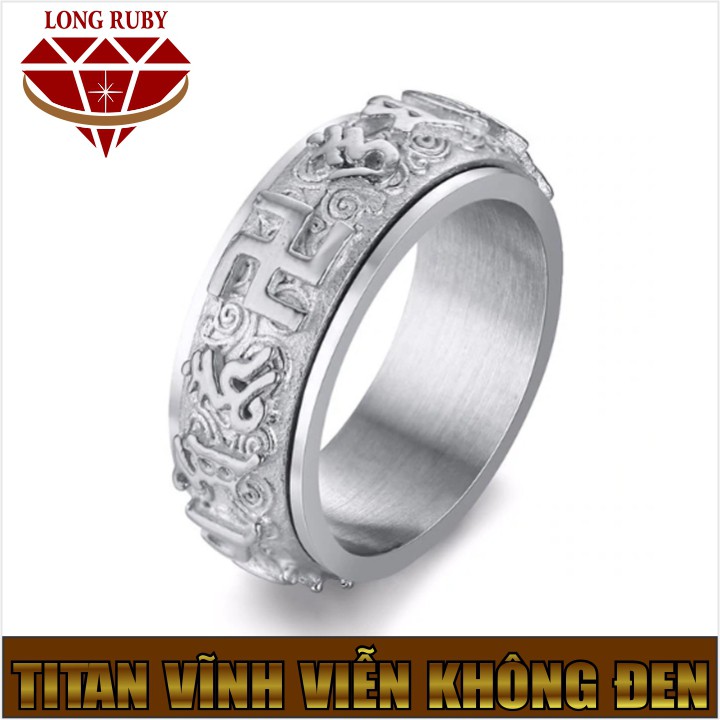 NHẪN BÁT NHÃ TÂM KINH TITAN TRẮNG CHỮ VÀNG