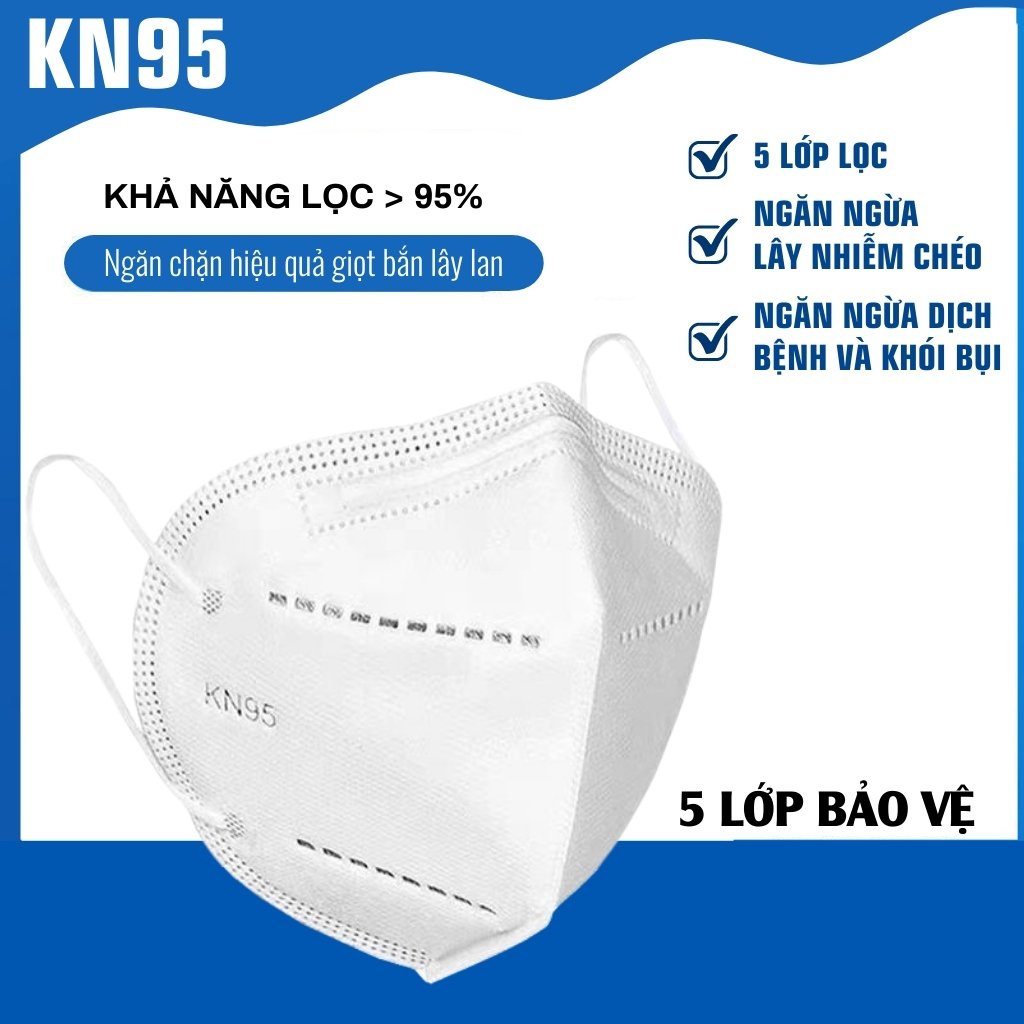 Combo 5 Cái Khẩu Trang KN95 5 lớp Cao cấp Lọc không khí Kháng khuẩn Chống bụi