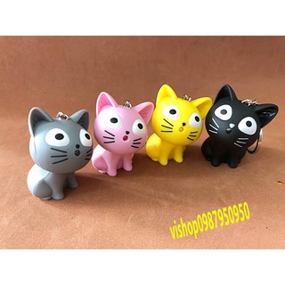 móc khóa phát sáng  bằng pin hình chú mèo con