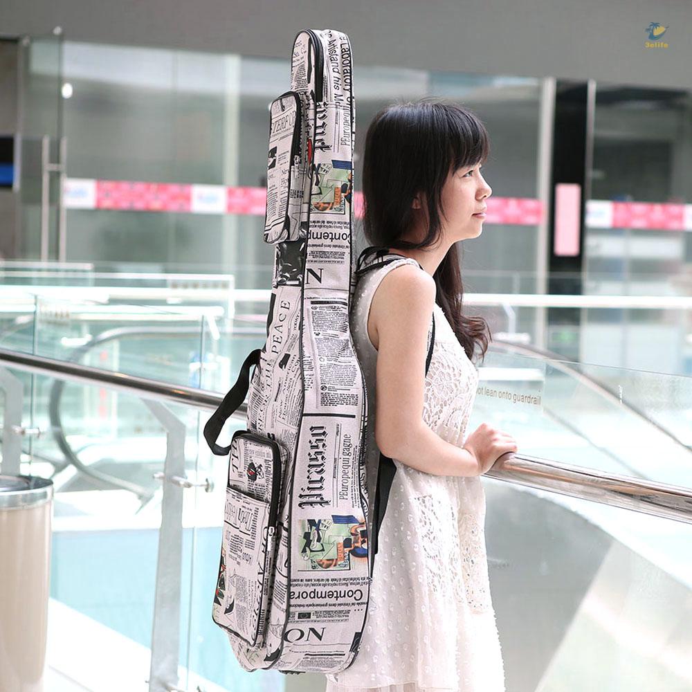 Túi Đựng Đàn Guitar Bằng Vải Oxford Chống Thấm Nước 600D Có Dây Đeo Họa Tiết Báo Báo 40Inch