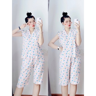 Pijama lửng cánh tiên,đồ bộ tole nữ vnxk 45kg-70kg, chất tole loại 1 mịn mát, thấm hút mồ hôi